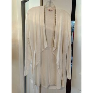 Juicy Couture Y2K White Cardigan with‎ Gold Embellishment Trim Size L